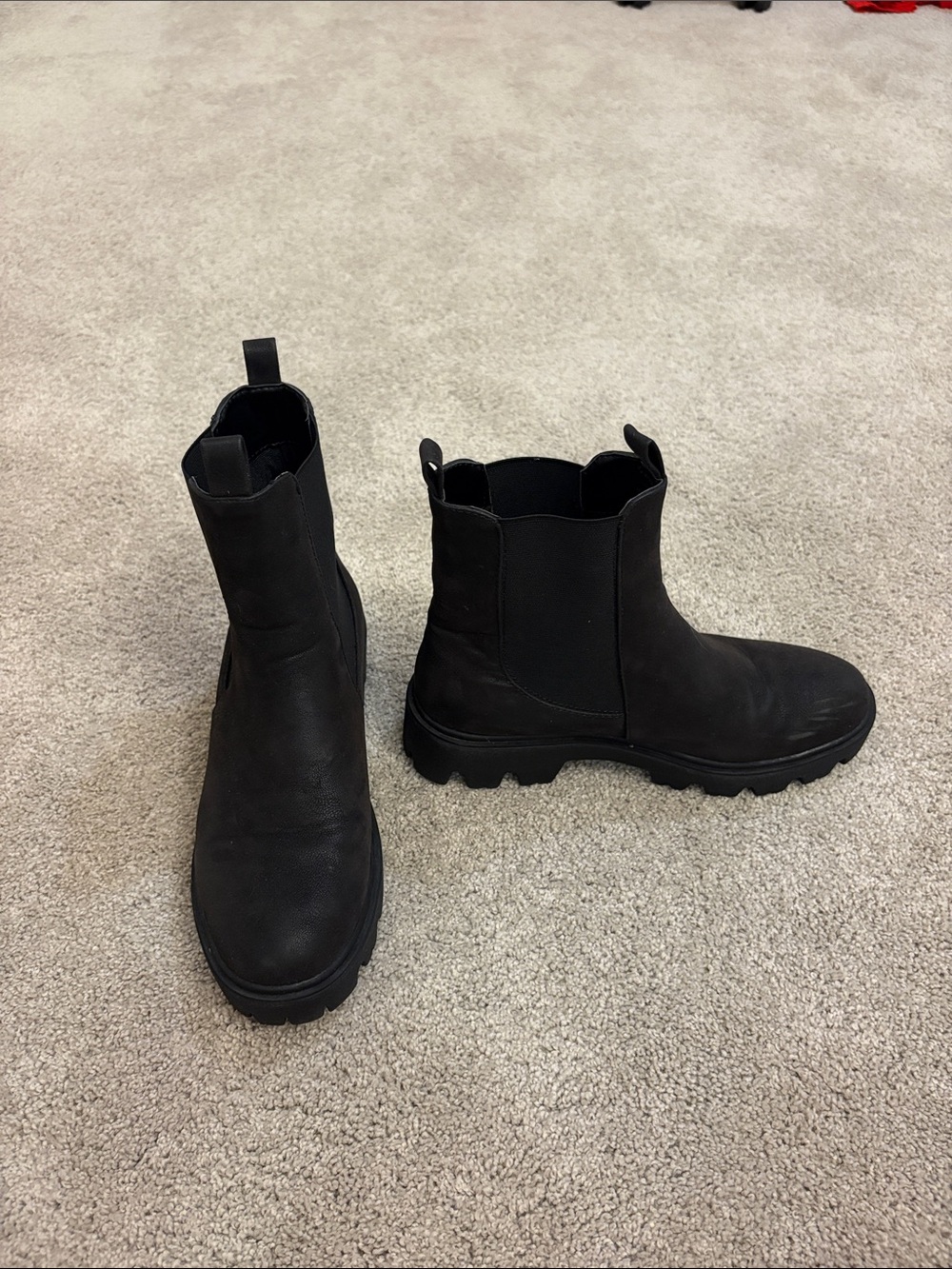 Journee Collection Black Chelsea Lug Ankle Boots